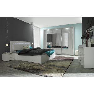 Table de chevets, collection PANAREA. Lot de deux tables de nuit coloris blanc.