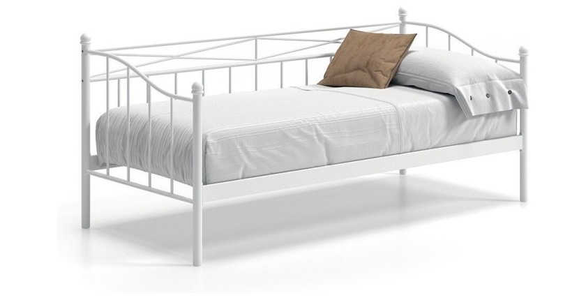 Lit banquette blanc SOBLA 90x200 - Style contemporain