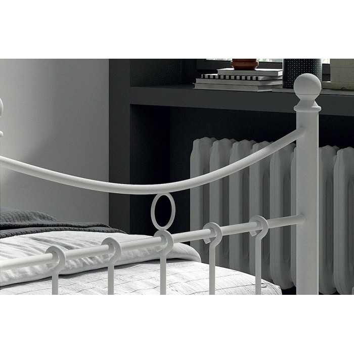 Lit 1 place métal blanc 90x200 SENCHA style contemporain.