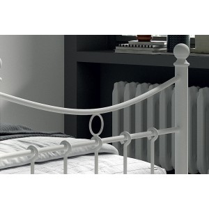 Lit 1 place métal blanc 90x200 SENCHA style contemporain.