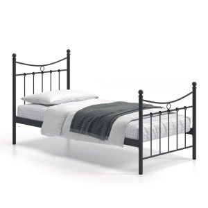 Lit 1 place métal noir 90x200 SENCHA style contemporain.