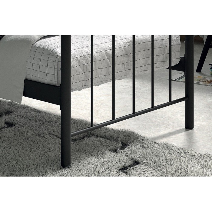 Lit 1 place métal noir 90x200 SENCHA style contemporain.