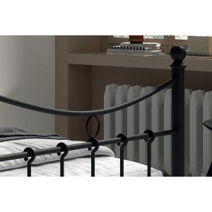 Lit 1 place métal noir 90x200 SENCHA style contemporain.