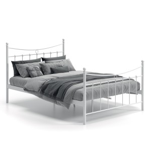 Lit 2 places métal blanc 140x200 SENCHA style contemporain.