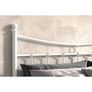 Lit 2 places métal blanc 140x200 SENCHA style contemporain.