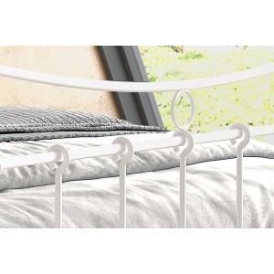 Lit 2 places métal blanc 140x200 SENCHA style contemporain.