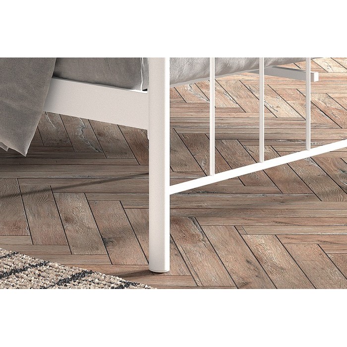 Lit 2 places métal blanc 140x200 SENCHA style contemporain.