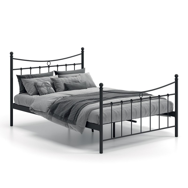 Lit 2 places métal noir 140x200 SENCHA style contemporain.