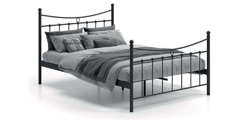 Lit 2 places métal noir 140x200 SENCHA style contemporain.