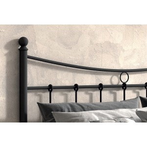 Lit 2 places métal noir 140x200 SENCHA style contemporain.