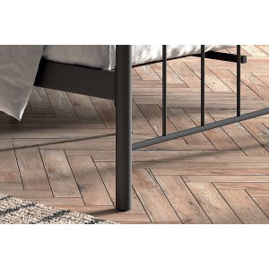 Lit 2 places métal noir 140x200 SENCHA style contemporain.