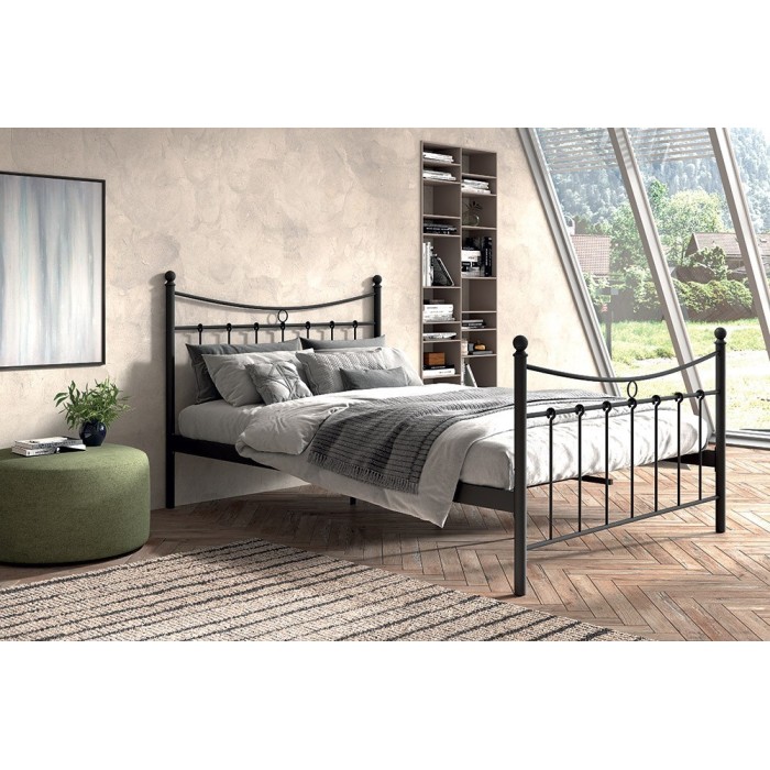 Lit 2 places métal noir 140x200 SENCHA style contemporain.