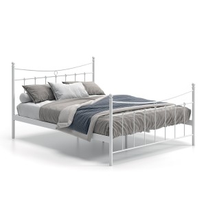 Lit 2 places métal blanc 160x200 SENCHA style contemporain.