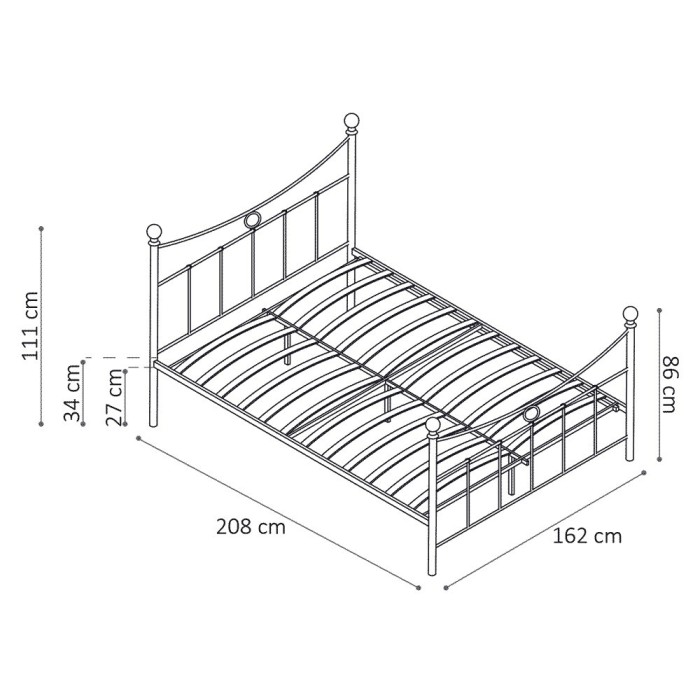 Lit 2 places métal blanc 160x200 SENCHA style contemporain.