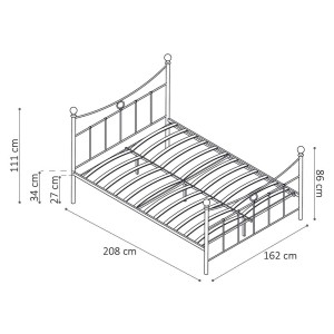 Lit 2 places métal blanc 160x200 SENCHA style contemporain.