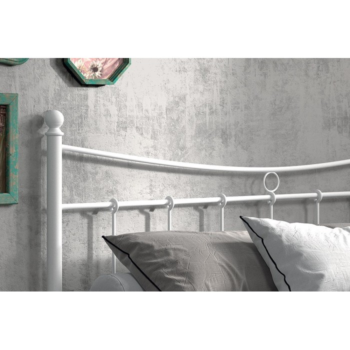 Lit 2 places métal blanc 160x200 SENCHA style contemporain.