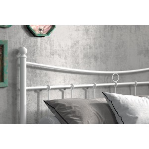 Lit 2 places métal blanc 160x200 SENCHA style contemporain.