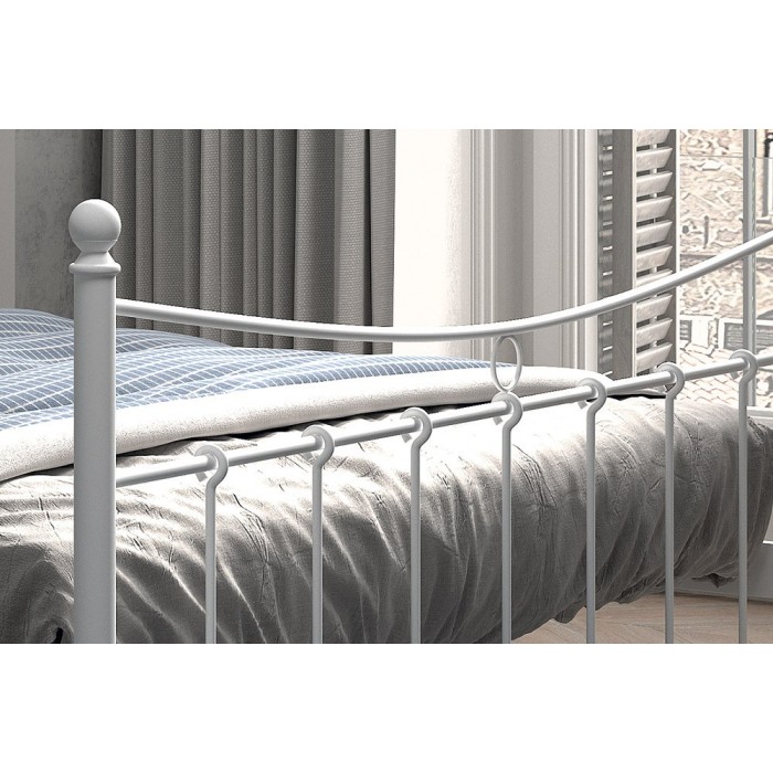 Lit 2 places métal blanc 160x200 SENCHA style contemporain.