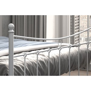 Lit 2 places métal blanc 160x200 SENCHA style contemporain.