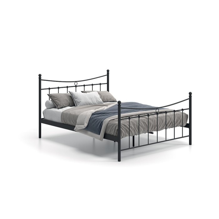 Lit 2 places métal noir 160x200 SENCHA style contemporain.