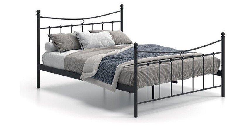 Lit 2 places métal noir 160x200 SENCHA style contemporain.