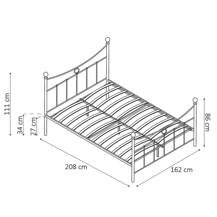 Lit 2 places métal noir 160x200 SENCHA style contemporain.