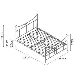 Lit 2 places métal noir 160x200 SENCHA style contemporain.
