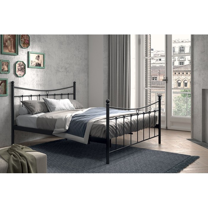 Lit 2 places métal noir 160x200 SENCHA style contemporain.