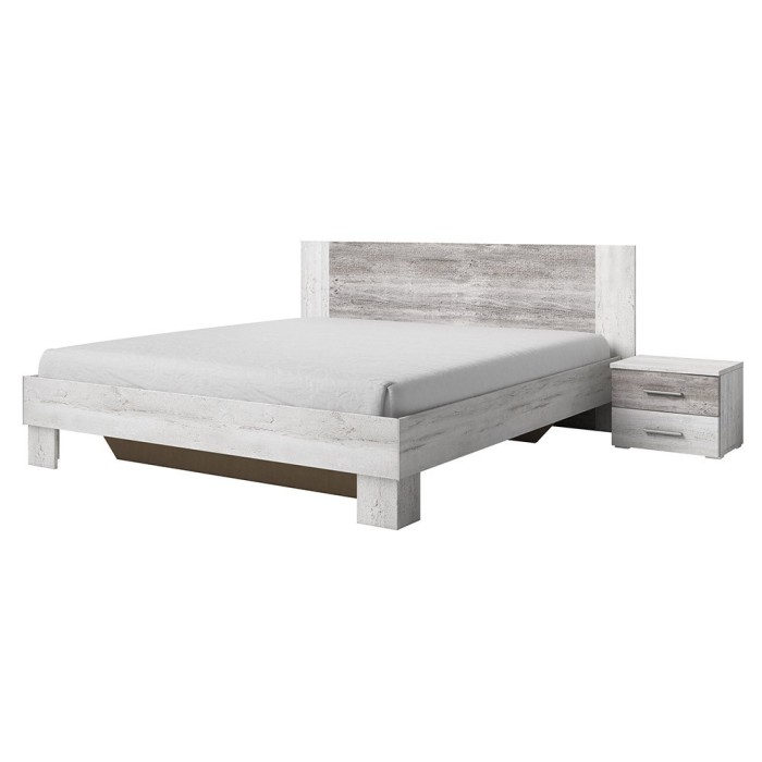 Lit adulte 160x200 collection IRINA. Chevets intégrés. Coloris gris clair et gris foncé