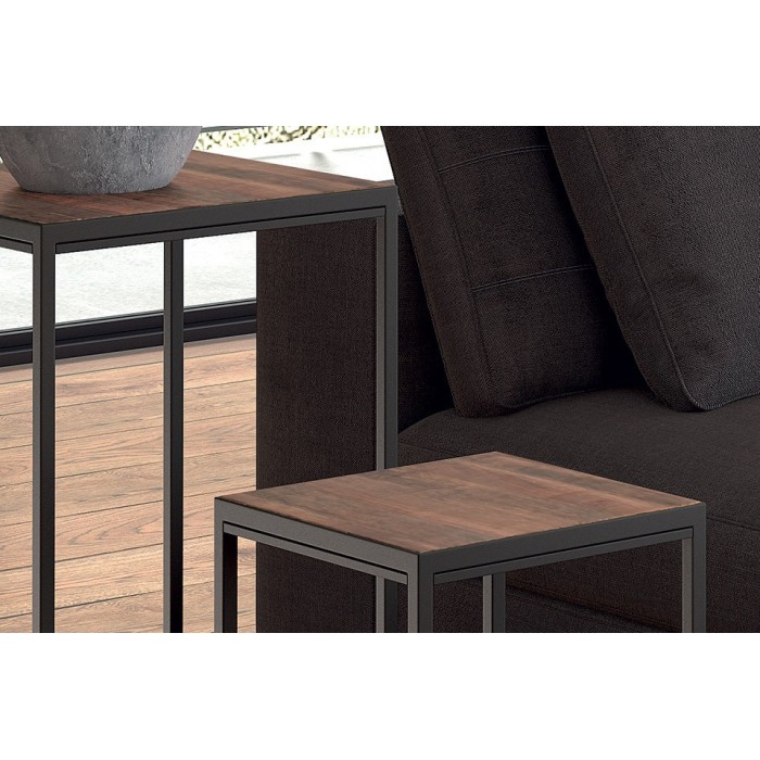 Tables d'appoint salon GOA en bois massif. Meubles style industriel