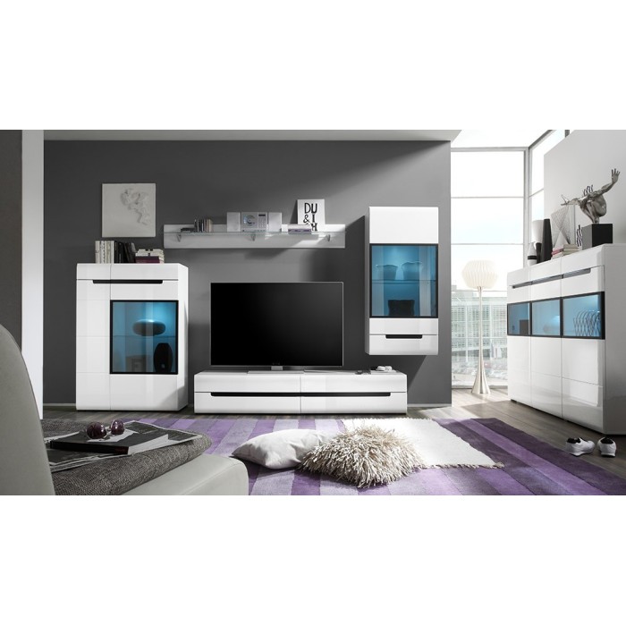 Étagère murale en verre LUCIA, 170cm, design et moderne, coloris blanc