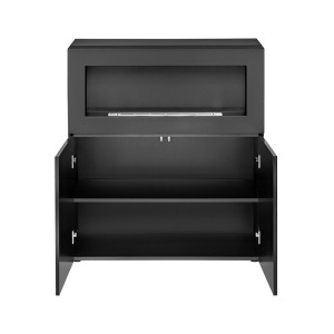 Commode avec cheminée bio-éthanol - COMINA - Façades noires brillantes