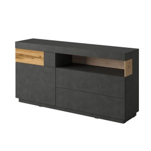 Buffet collection KILES 170cm, LED intégré. Coloris gris anthracite et chêne. Style design