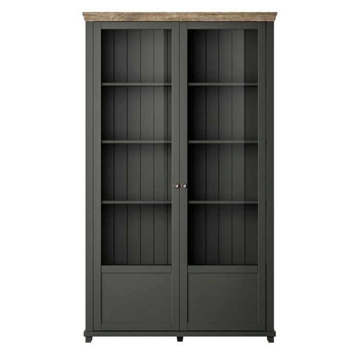 Ensemble de 4 meubles pour salle à manger coloris vert et chêne. Collection ASSIA