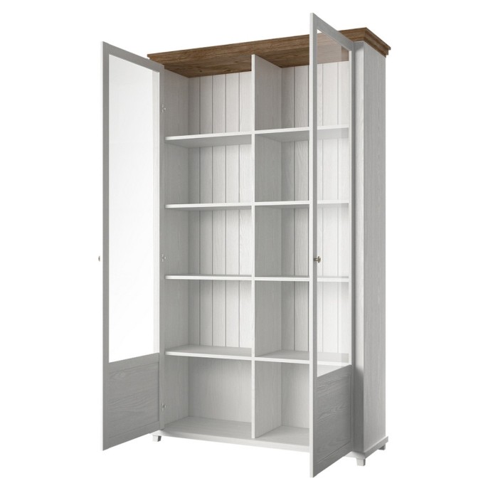 Ensemble de 4 meubles pour salle à manger coloris frêne blanc et chêne. Collection ASSIA