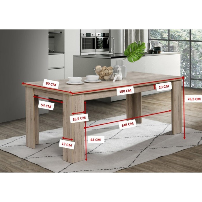 Table 190 x 90 Collection VERMONT. Coloris bois - Style rustique.