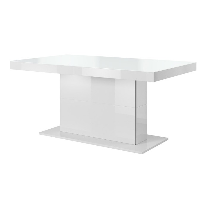 Table extensible design pour salle à manger Collection LUCIA. Coloris Blanc brillant.
