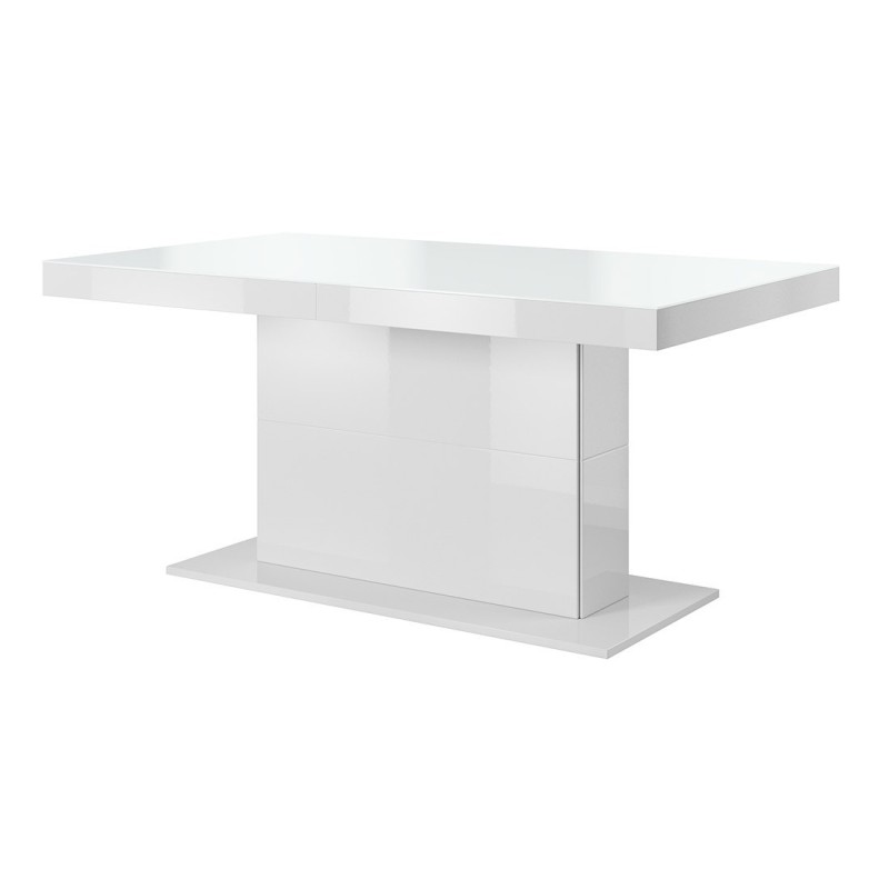 Table extensible design pour salle à manger Collection LUCIA. Coloris Blanc brillant.