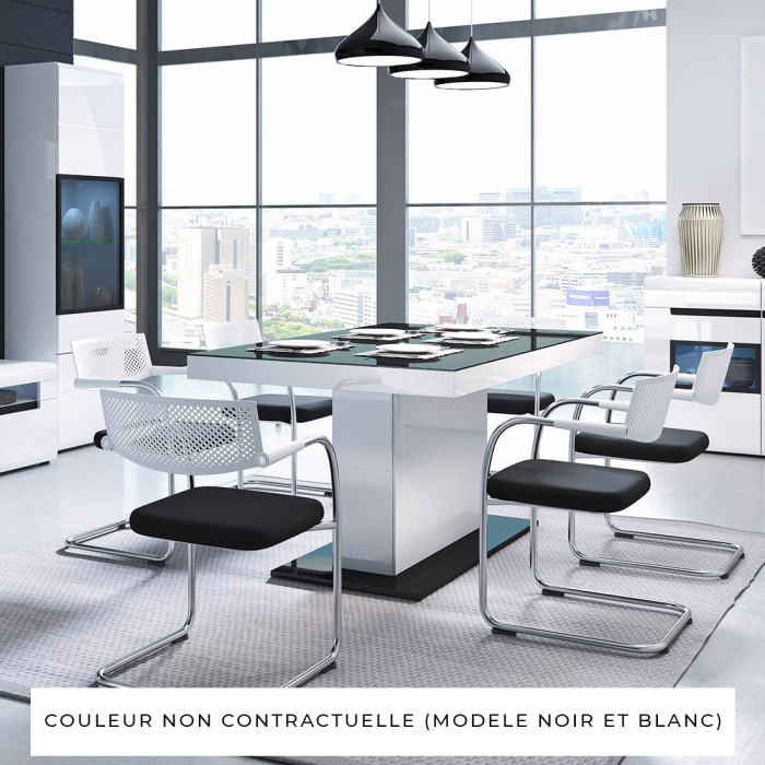 Table extensible design pour salle à manger Collection LUCIA. Coloris Blanc brillant.
