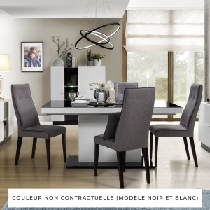 Table extensible design pour salle à manger Collection LUCIA. Coloris Blanc brillant.