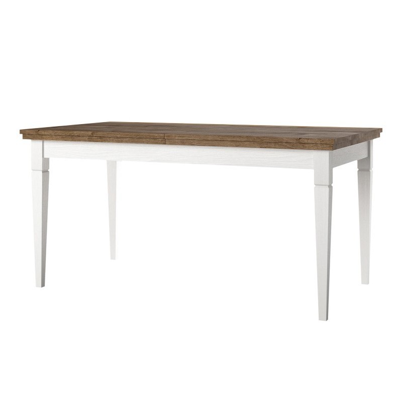 Table extensible jusqu'à 240cm pour salle à manger Collection ASSIA. Coloris frêne blanc et chêne