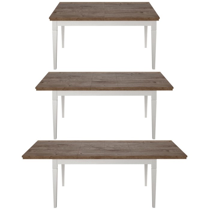 Table extensible jusqu'à 240cm pour salle à manger Collection ASSIA. Coloris frêne blanc et chêne