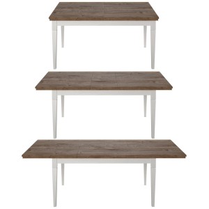 Table extensible jusqu'à 240cm pour salle à manger Collection ASSIA. Coloris frêne blanc et chêne