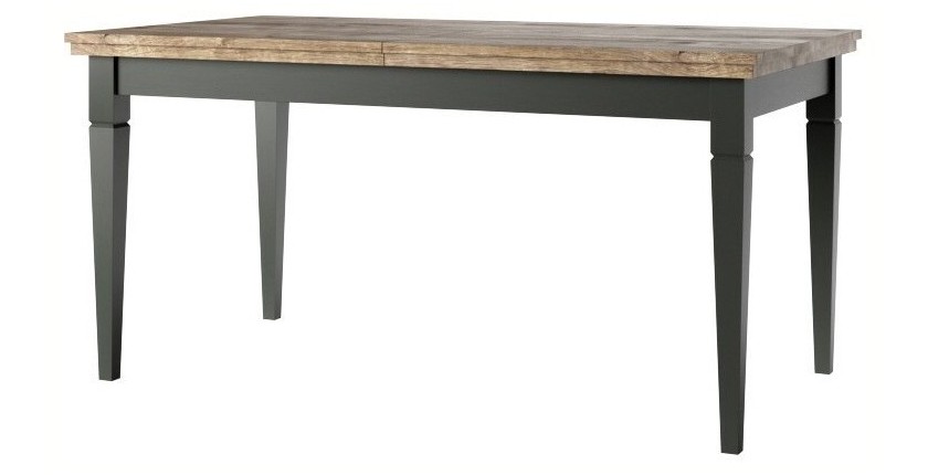 Table extensible jusqu'à 240cm pour salle à manger Collection ASSIA. Coloris vert et chêne