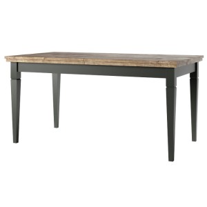 Table extensible jusqu'à 240cm pour salle à manger Collection ASSIA. Coloris vert et chêne