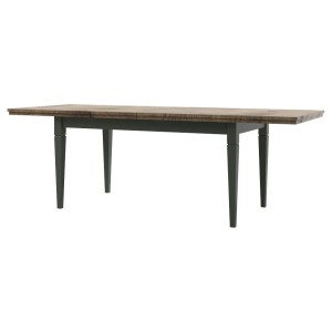 Table extensible jusqu'à 240cm pour salle à manger Collection ASSIA. Coloris vert et chêne