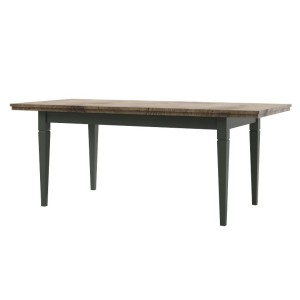 Table extensible jusqu'à 240cm pour salle à manger Collection ASSIA. Coloris vert et chêne