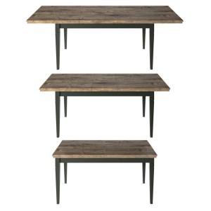 Table extensible jusqu'à 240cm pour salle à manger Collection ASSIA. Coloris vert et chêne