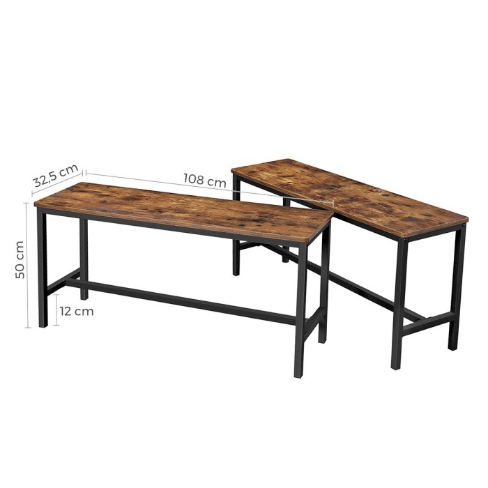 Lot de 2 bancs style industriel collection TAMPA structure en métal et assise en bois.