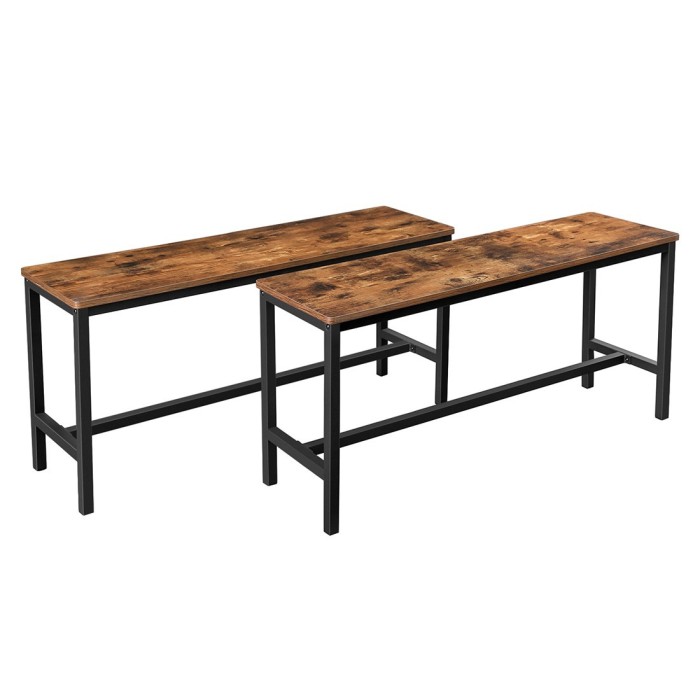 Lot de 2 bancs style industriel collection TAMPA structure en métal et assise en bois.